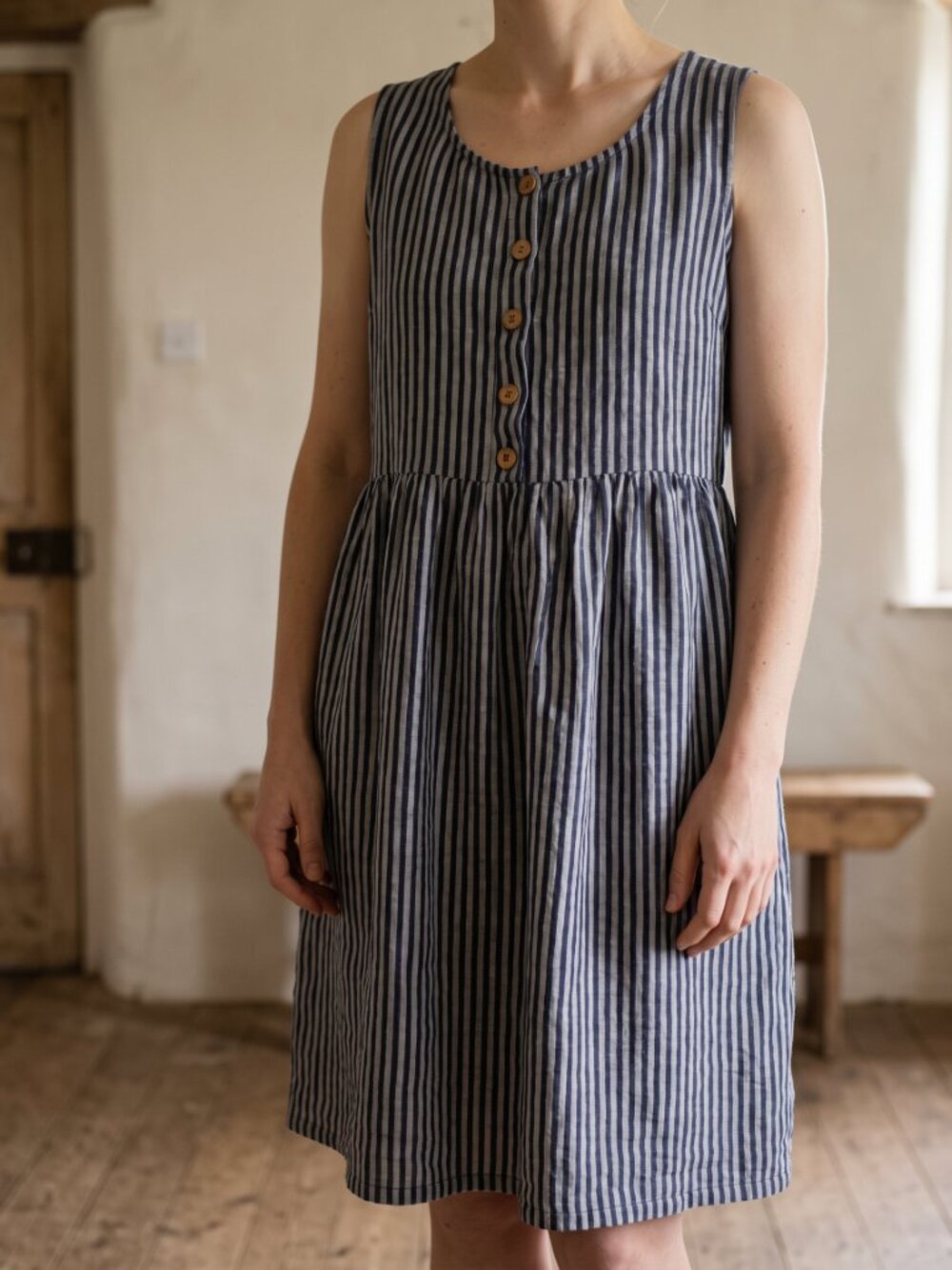 Pyne & Smith Indigo Striped Button up dress XS